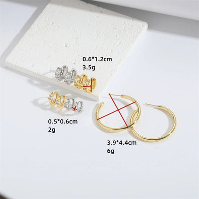 1 Pair Vintage Style Simple Style Round Copper Zircon 14K Gold Plated Earrings Ear Studs