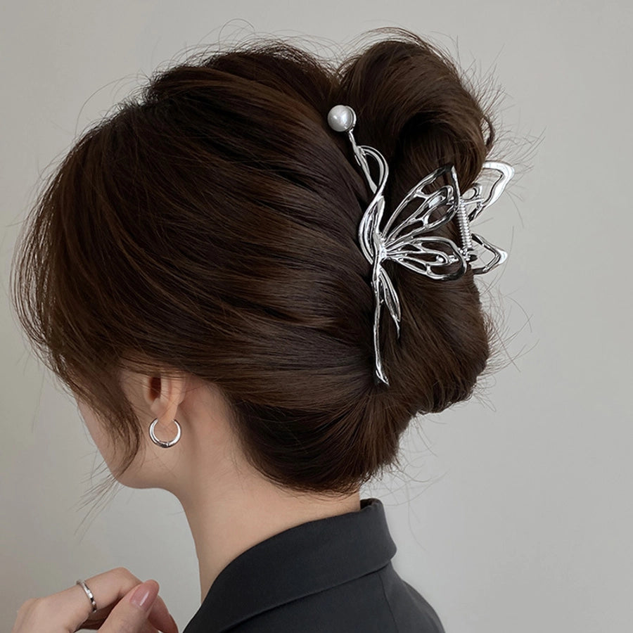 fashion flower metal plating artificial rhinestones hair claws 1 piece