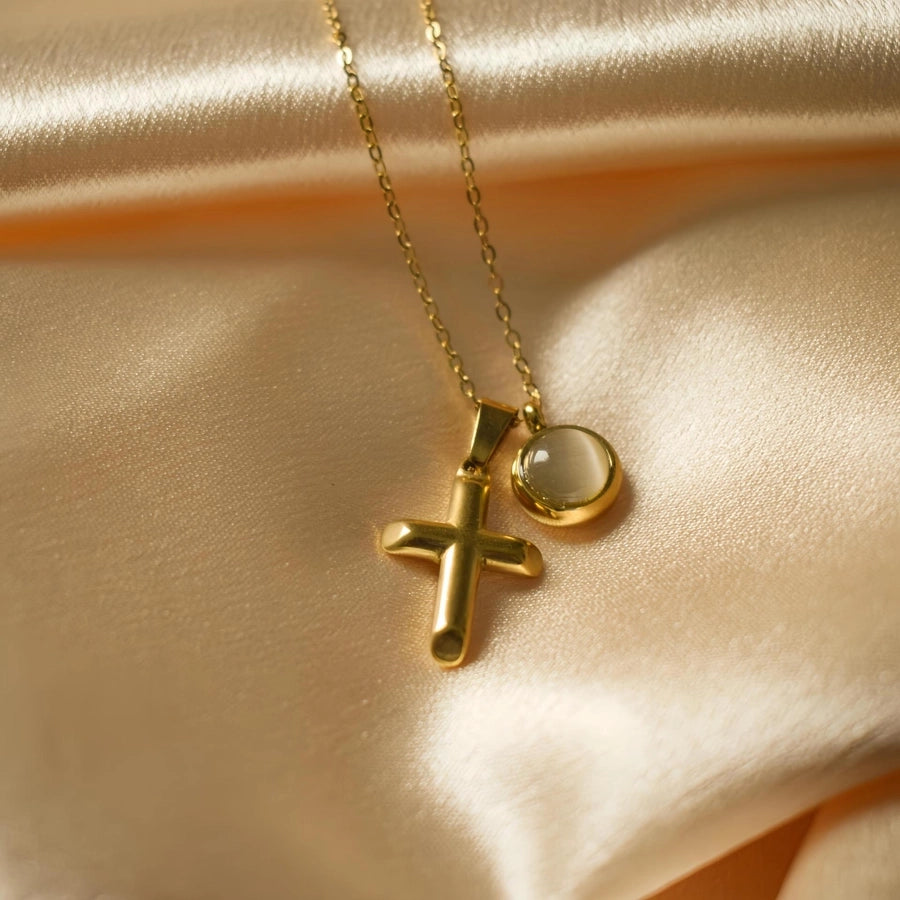 Jewelry Simple Style Cross 304 Stainless Steel Plating Pendant Necklace