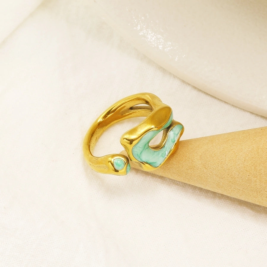 Jewelry Casual Simple Style Irregular 304 Stainless Steel 18K Gold Plated Enamel Rings