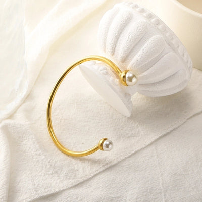 Elegant Simple Style Geometric 304 Stainless Steel Pearl Bangle In Bulk