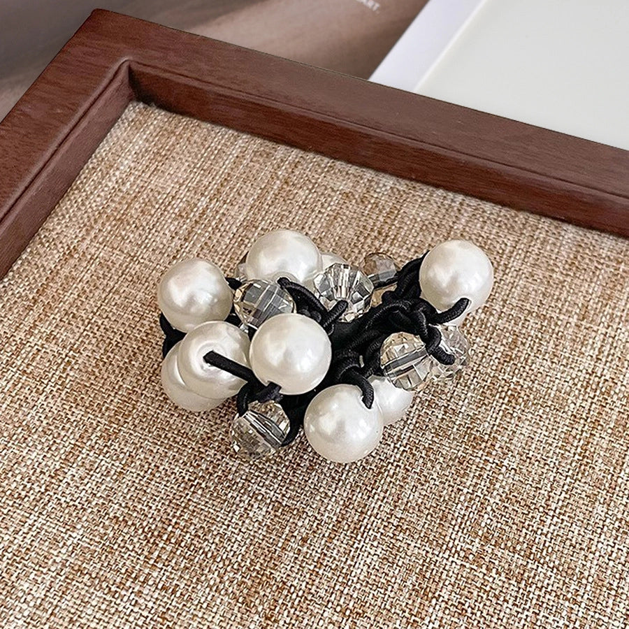 elegant geometric imitation pearl rhinestone hair tie