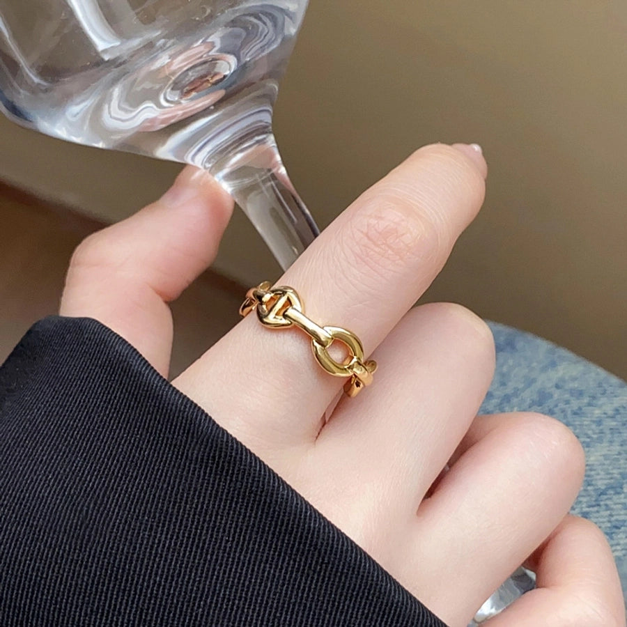 Jewelry French Style IG Style Geometric Titanium Steel Plating Open Rings