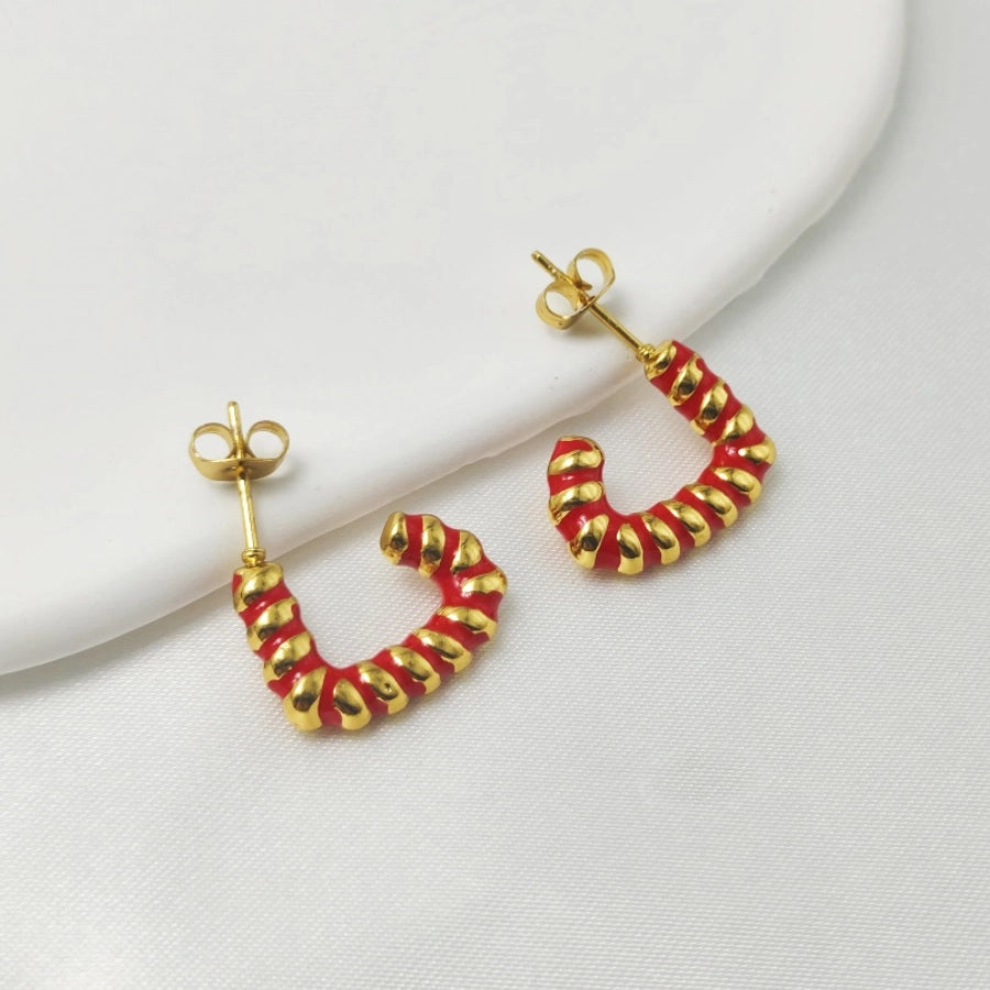 1 Pair Elegant Classic Style Geometric Enamel 304 Stainless Steel Stainless Steel Earrings