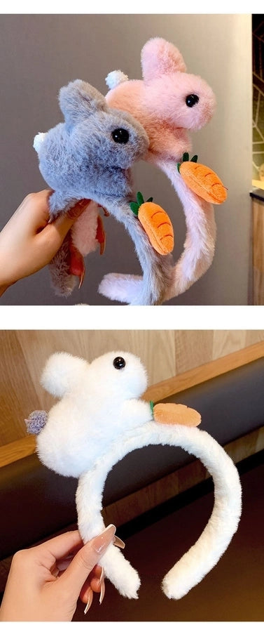 Headwear Cute Super Cute Plush Rabbit Hairband Women's Autumn and Winter Face Washing Non-slip Headband Internet Celebrity TikTok Other Hair Accessories