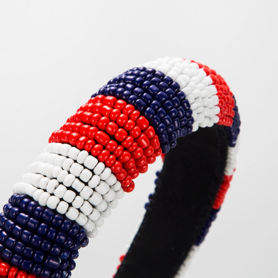 retro color block cloth inlay crystal hair band