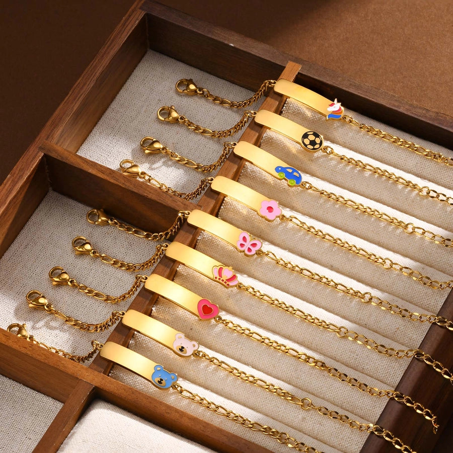 Basic Car Heart Shape Crown 304 Stainless Steel 18K Gold Plated Bracelets In Bulk