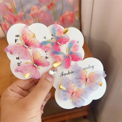 fairy style gradient color butterfly plastic resin rhinestone hair clip