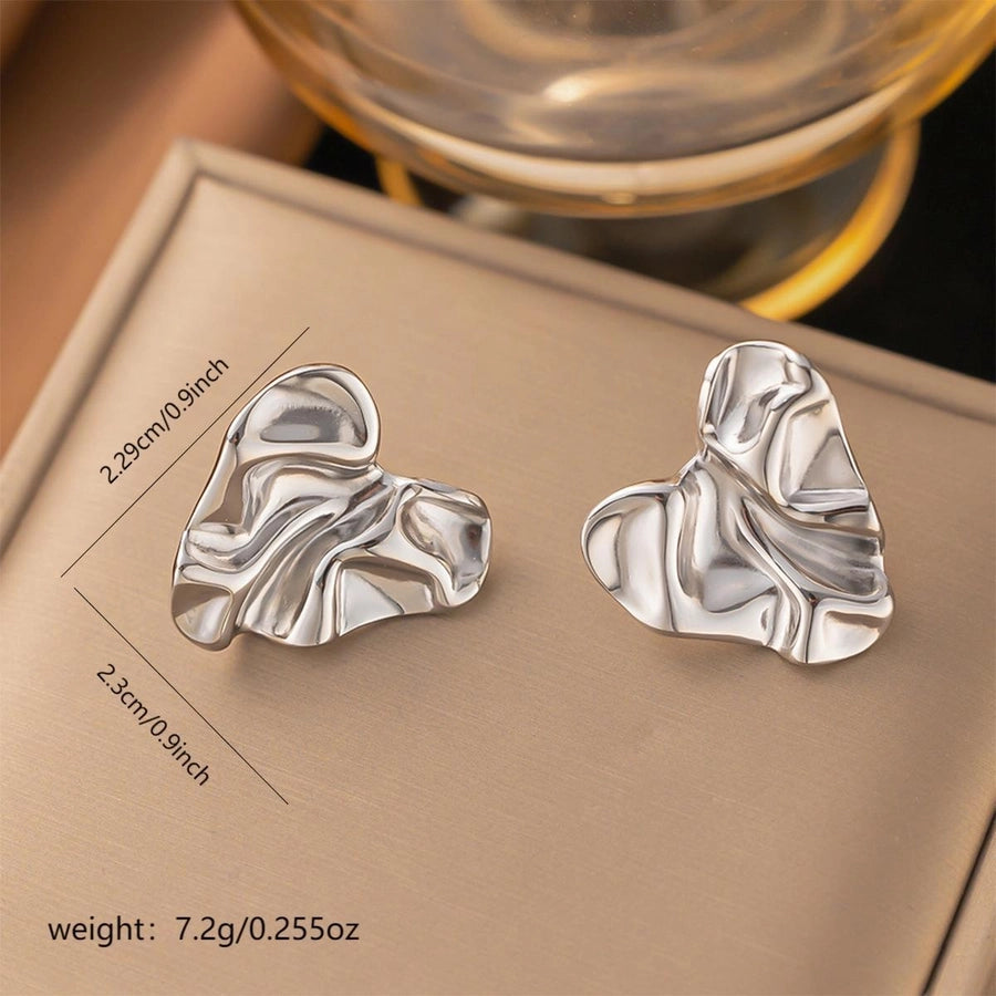 1 Pair Elegant Heart Shape Plating 304 Stainless Steel 18K Gold Plated Ear Studs