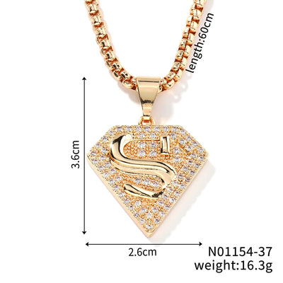 Hip-Hop Rock Shiny Shark 304 Stainless Steel Copper Inlay Zircon K Gold Plated Unisex Pendant Necklace