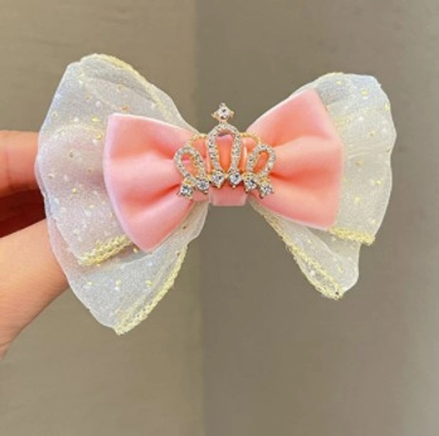 fashion crown gauze epoxy inlay rhinestones hair clip hair band 1 piece