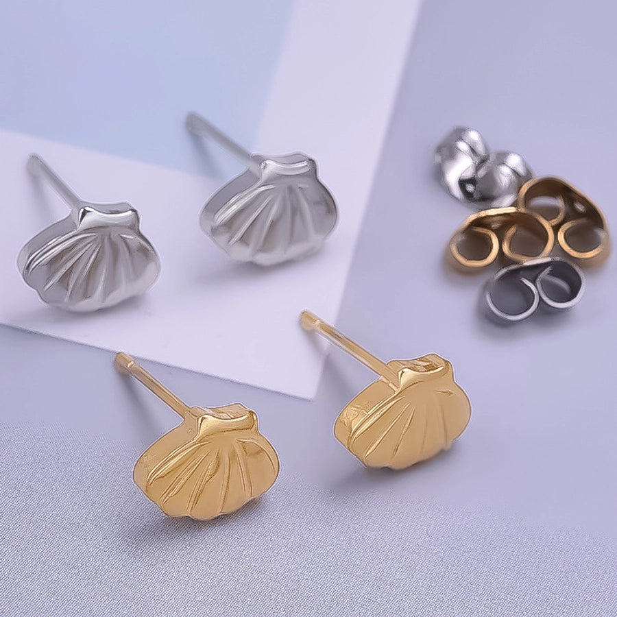 1 Pair Marine Style Simple Style Shell Plating 304 Stainless Steel Ear Studs