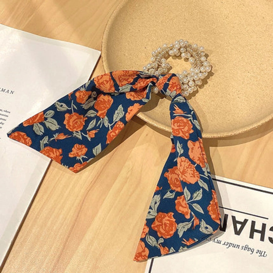 Women's Simple Style Classic Style Solid Color Cloth Baroque Pearls Hair Tie