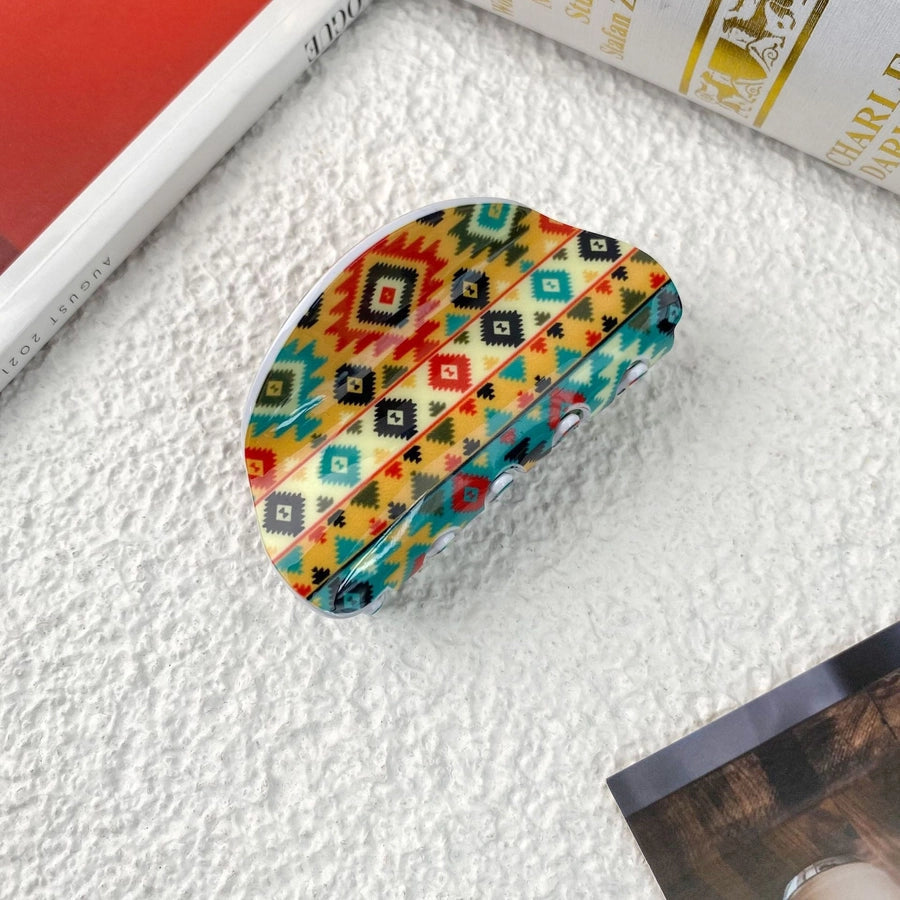 Women's Casual Bohemian Printing Acetic acid sheets Hair Claws