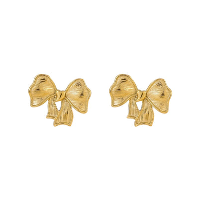 1 Pair Simple Style Bow Knot 304 Stainless Steel 18K Gold Plated Earrings