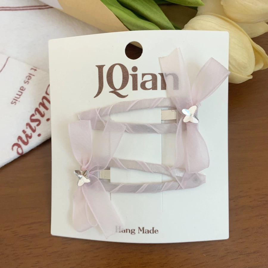 Women's Sweet Korean Style Bow Knot Sequins Hair Clip Hair Tie