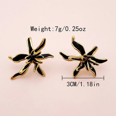 1 Pair Elegant Cute Artistic C Shape Pentagram Flower Enamel Inlay 304 Stainless Steel Zircon 14K Gold Plated Ear Studs