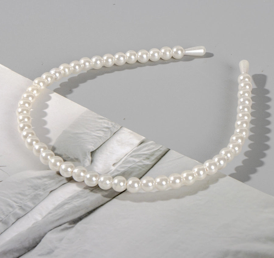 simple style round baroque pearls chain inlay pearl hair band