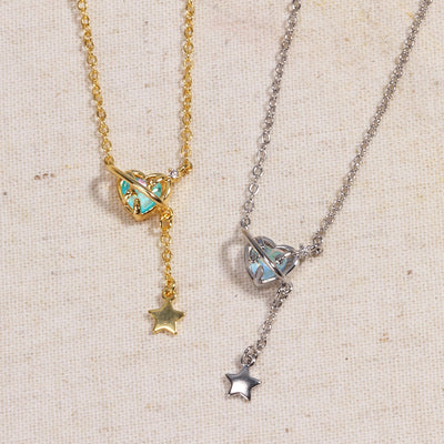 Metal Copper cable chain 18K Gold Plated White Gold Plated Inlay Heart Shape Artificial Gemstones Pendant Necklace