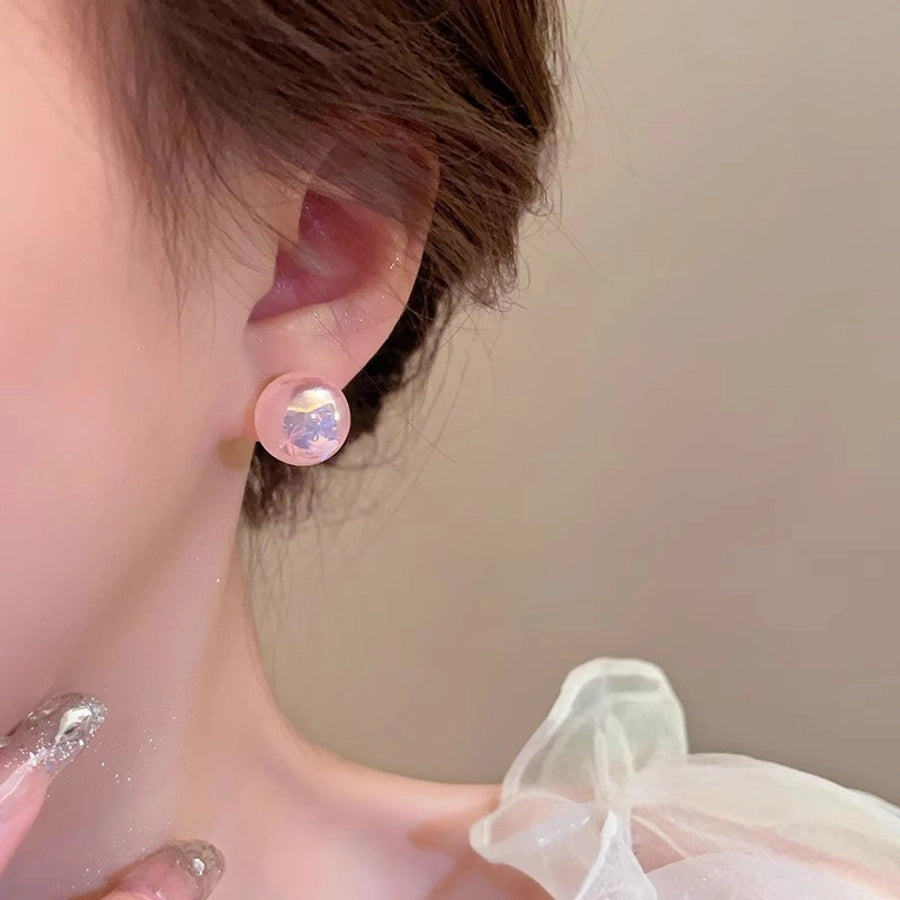 Pink Mermaid Ji Pearl Earrings  New Trendy Niche Design Sense Earrings Light Luxury Internet Celebrity Fashion Earrings