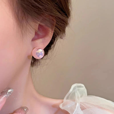 Pink Mermaid Ji Pearl Earrings  New Trendy Niche Design Sense Earrings Light Luxury Internet Celebrity Fashion Earrings