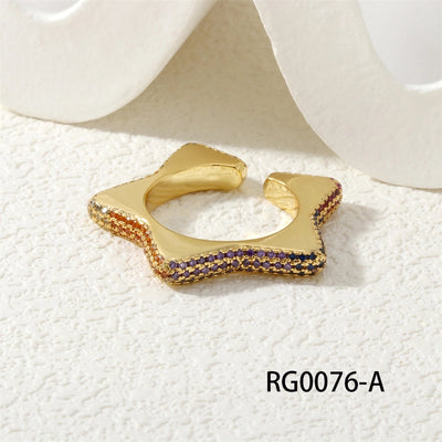 Jewelry Vintage Style Classic Style Pentagram Copper Zircon Open Rings