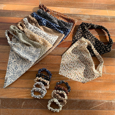 Women's Casual Simple Style Ditsy Floral Cloth scarf Hair Tie