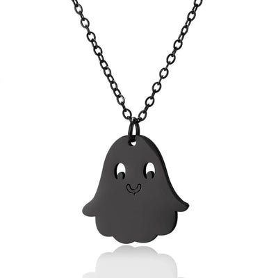 Jewelry Funny Pumpkin ghost Spider 201 Stainless Steel Asymmetrical Hollow Out Pendant Necklace