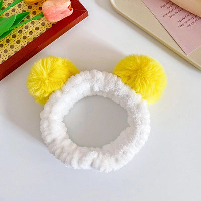 cute geometric flannel pom poms hair band