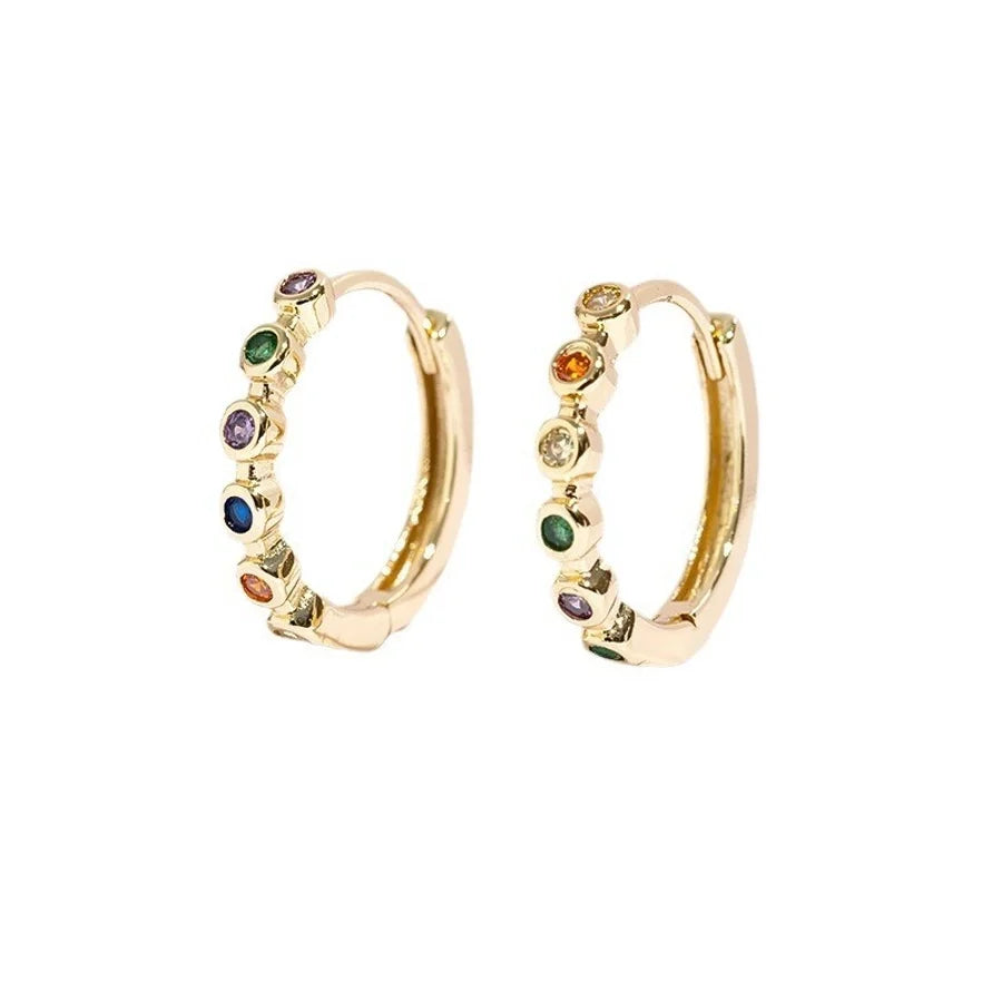 1 Pair Simple Style Geometric Plating Copper Zircon Earrings