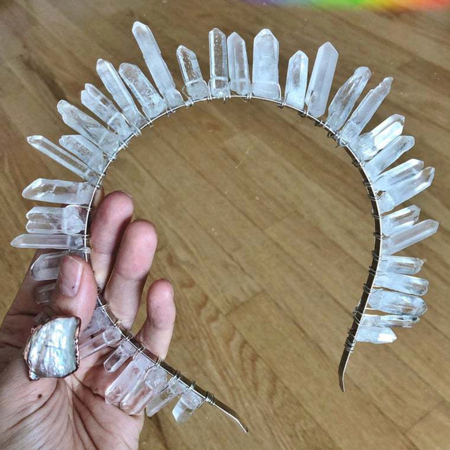 retro square crystal patchwork hair band