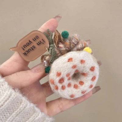 Cute Women's Letter Donuts Felt Hair Tie