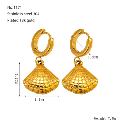 1 Pair Marine Style Modern Style Classic Style Starfish Crab Shell Plating 304 Stainless Steel 18K Gold Plated Drop Earrings