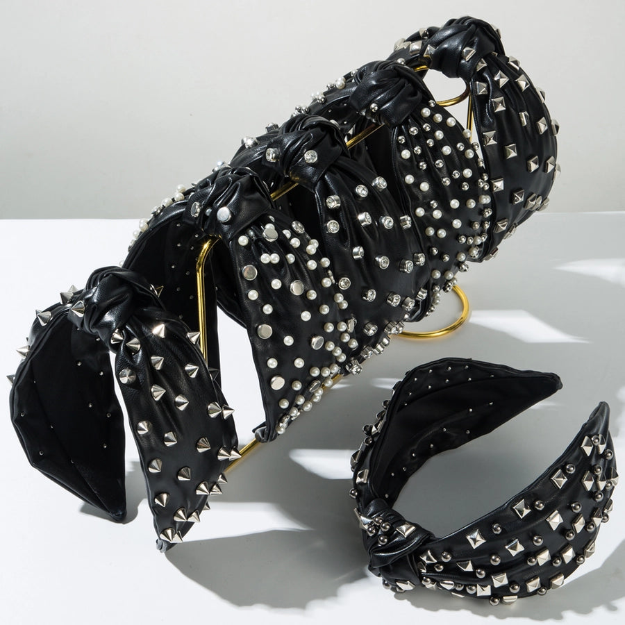 Women's Hip-Hop Punk Solid Color Pu Leather Alloy  Hair Band