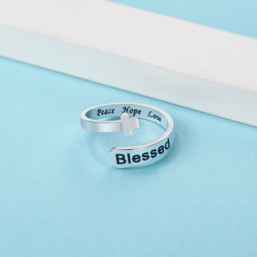 Jewelry Elegant Simple Style Letter 304 Stainless Steel Open Rings