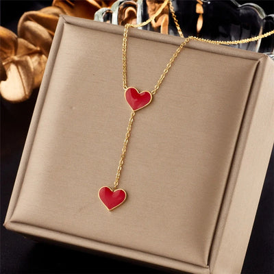 Jewelry Lady Heart Shape Eye Titanium Steel Plating Necklace