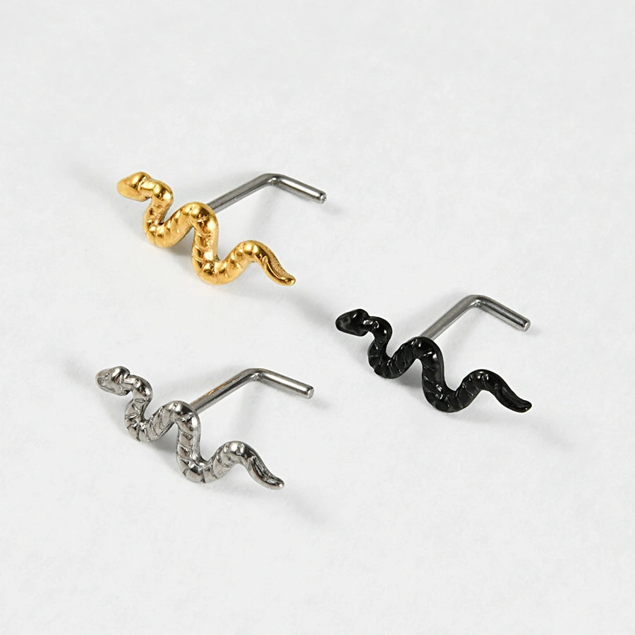1 Piece Nose Rings & Studs Casual Snake G23 Titanium Alloy 18K Gold Plated Nose Rings & Studs