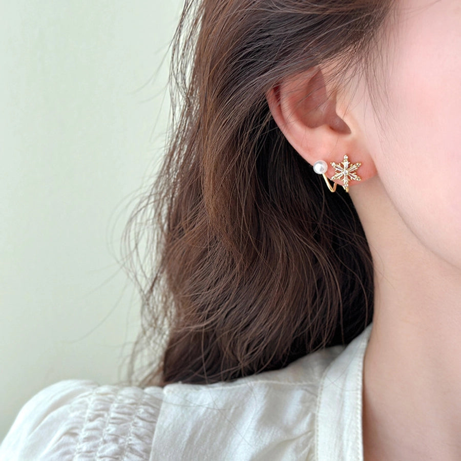 1 Pair Basic Geometric Plating Copper Imitation Pearl Zircon Earrings