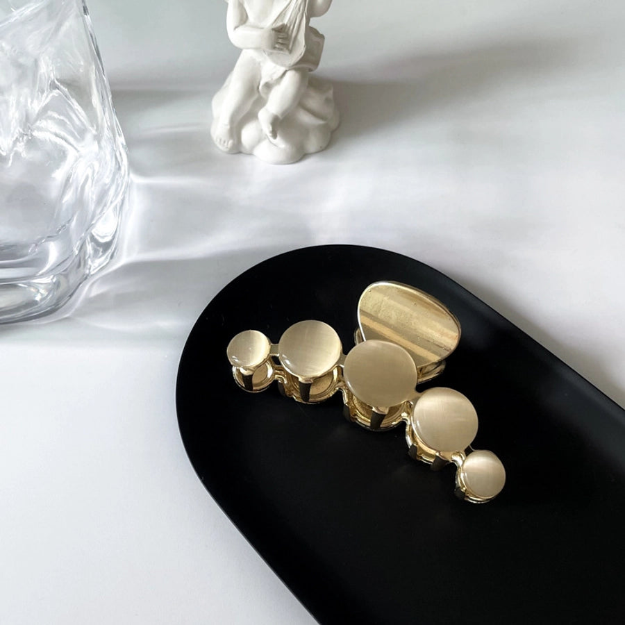 casual simple style round crown solid color metal inlay pearl hair claws