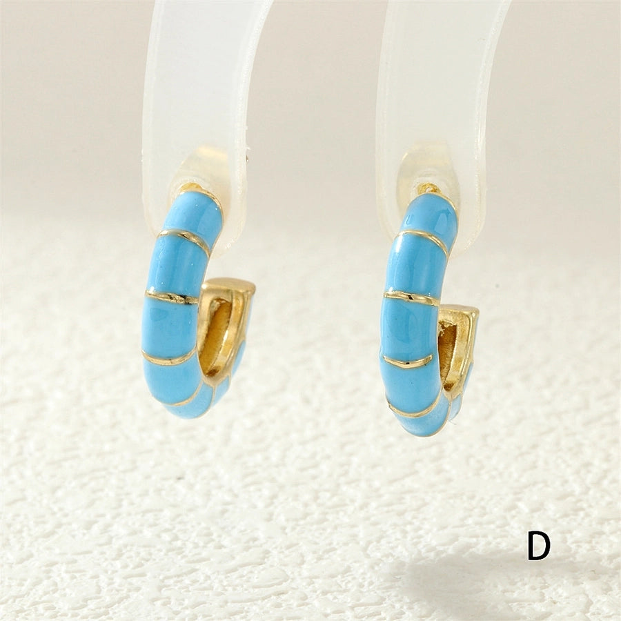 1 Pair Simple Style Classic Style C Shape Enamel Copper Zircon Ear Studs