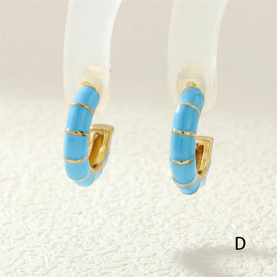 1 Pair Simple Style Classic Style C Shape Enamel Copper Zircon Ear Studs