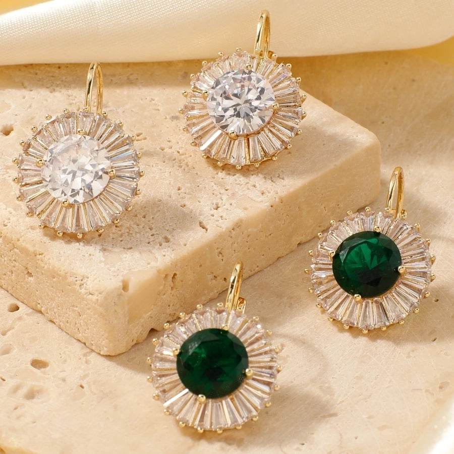 1 Pair Glam Shiny Korean Style Round Inlay Copper Zircon K Gold Plated Rhodium Plated Ear clip