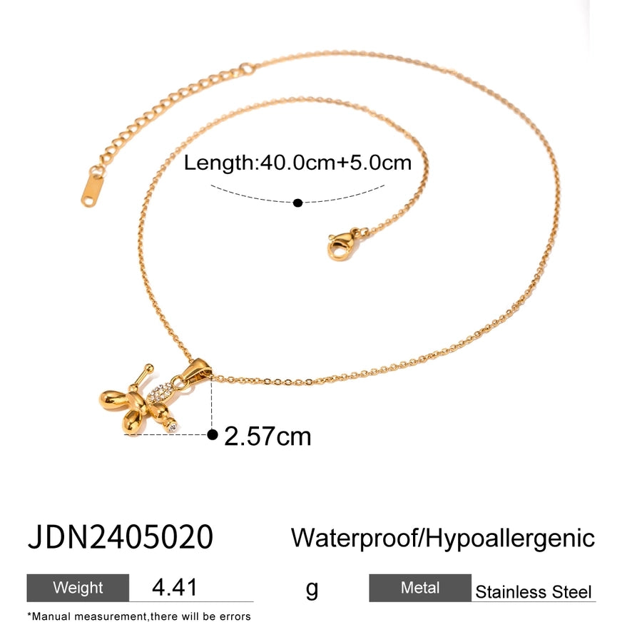 Jewelry Classic Style Balloon Dog Solid Color 304 Stainless Steel Pendant Necklace