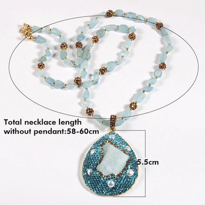 Vacation Simple Style Water Droplets natural stone Beaded Chain Pendant Necklace In Bulk