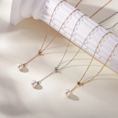 Jewelry Vintage Style Simple Style Classic Style Round 304 Stainless Steel Pearl Gold Plated Inlay Pendant Necklace