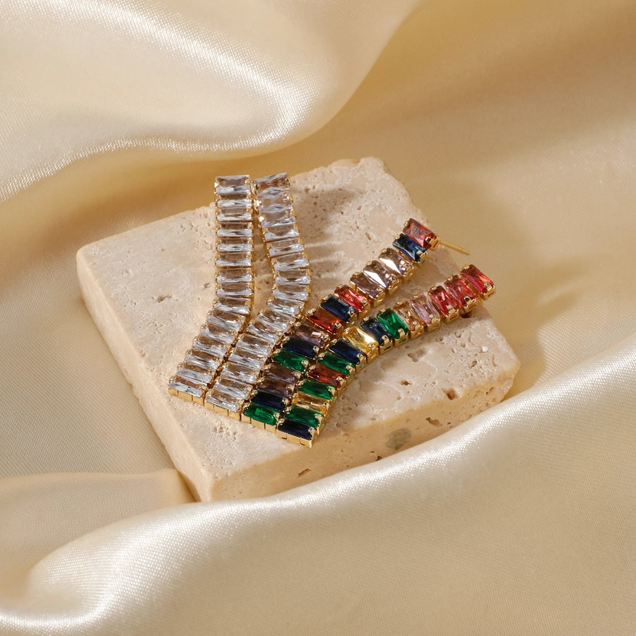 1 Pair Elegant Artistic Streetwear Tassel Asymmetrical Copper Glass K Gold Plated Rhodium Plated Ear Studs