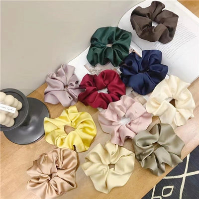 simple style commute solid color cloth handmade pleated hair tie