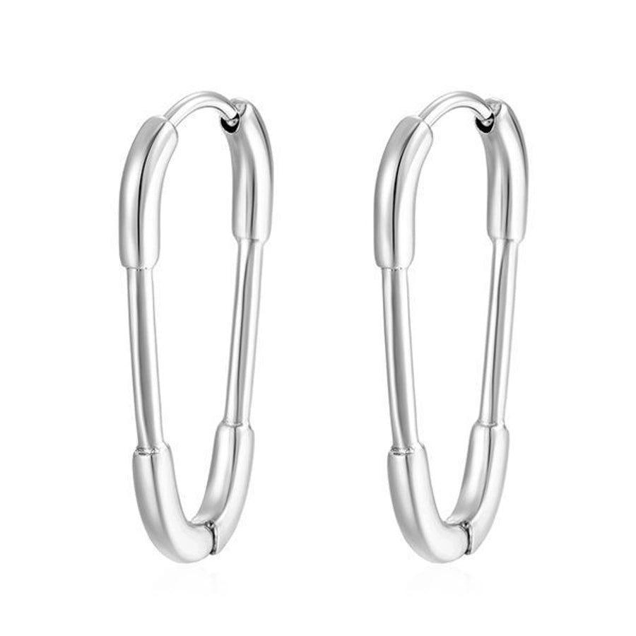 1 Pair Simple Style Paper Clip Solid Color Plating 304 Stainless Steel 18K Gold Plated Earrings