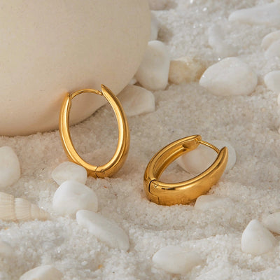 1 Piece French Style Geometric 304 Stainless Steel 18K Gold Plated Earrings