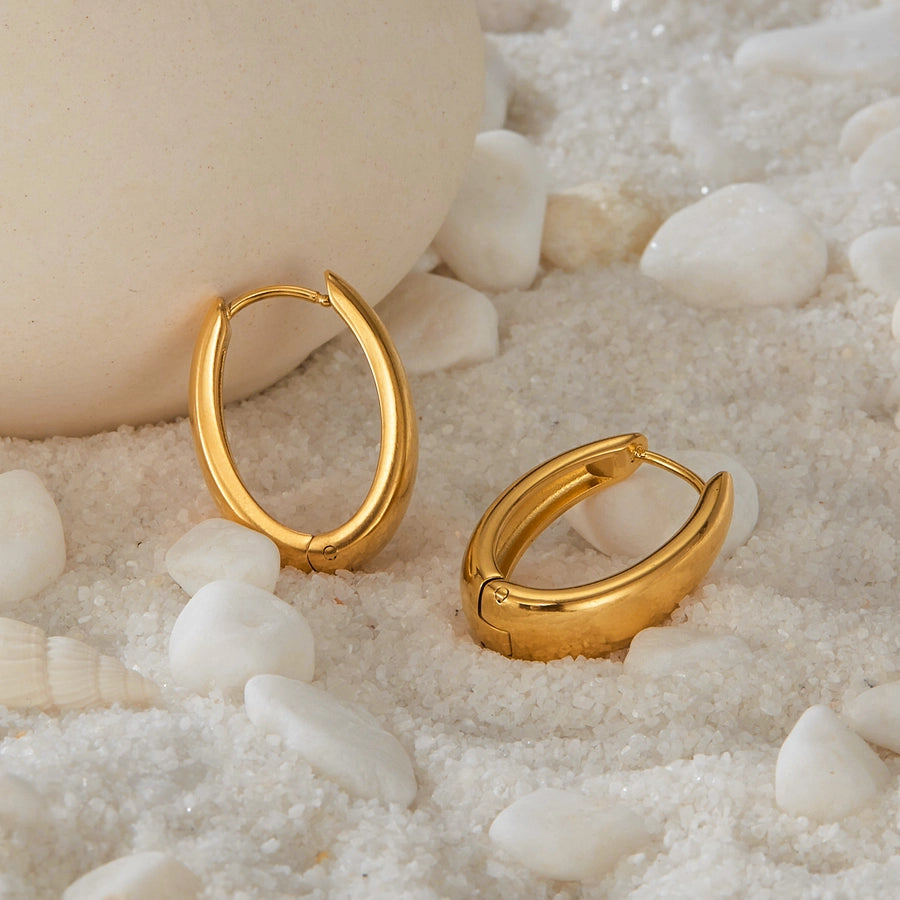 1 Piece French Style Geometric 304 Stainless Steel 18K Gold Plated Earrings